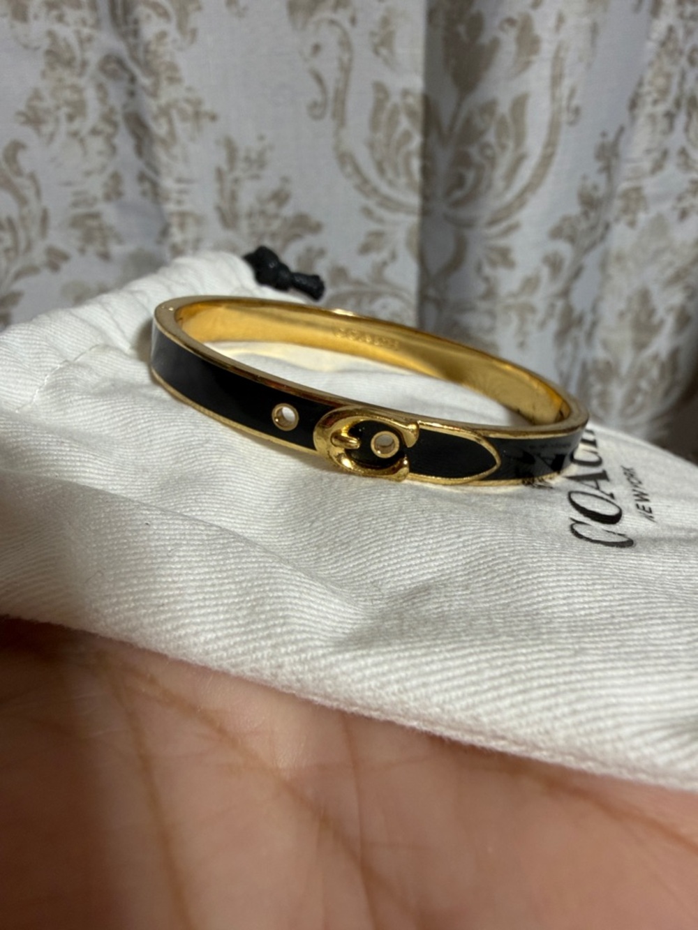 Coach Black and Gold Enamel Bangle